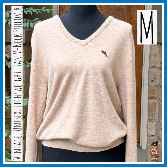 Other - 🤎Vintage, Unisex, Lightweight, Tan V-Neck Pullover, Sweater/Medium